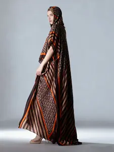 1 Dress+1 Scarf, Women's Woven Boho Style Scarf & Dress Set, Casual Striped Shawl for Travel, Fashionable Diagonal Blanket Wrap Headscarf, All Seasons Wear