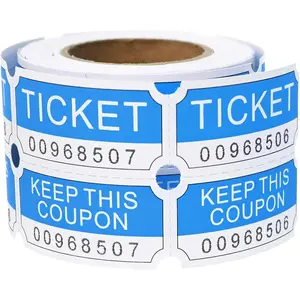 250 Raffle Tickets Rolls, Blue (4 Color Selection), Double Roll, 50/50 Raffle Tickets for Events, Entry, Class Reward