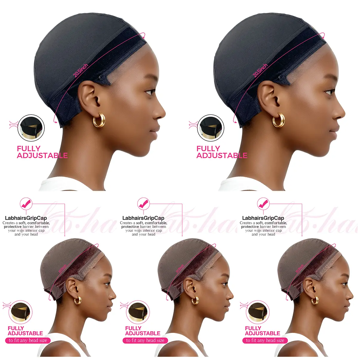 5 wig cap(3brown+2black)