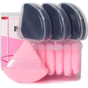 CHRISTMAS GIFT 10Pcs Triangle Powder Puffs for face powder with Case –Soft Makeup Sponges for Setting Face Powder, Foundation, and Blending (Black & Pink) Cosmetic