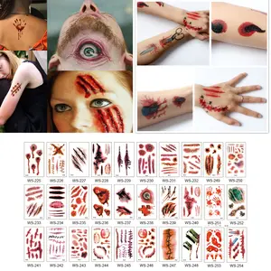 Waterproof Temporary Scar Tattoos, Realistic Bloody Wound Scab Decals, Horror Body & Face Stickers, Prank Props for Halloween Cosplay, Water Proof