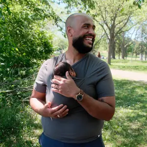 Lalabu The Dad Shirt | Hands-Free Baby Carrier for Dad with Kangaroo Pouch | Engineered for Bonding, Safety, & Comfort for Newborns Up to 15 Lbs. | CPSC Approved