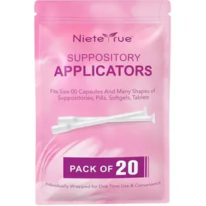 Nieteyrue Disposable Vaginial Applicators Size 00 Capsules Individually Wrapped Hygienic Fit for Suppositories Tablets Feminine Care Applicators Pack of 20