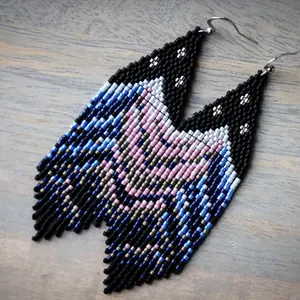 Velaris City of Starlight Fringe Beaded Earrings- Brick Stitch Earrings - ACOTAR Merch - A Court Of Thorns And Roses - Seed Bead Jewelry