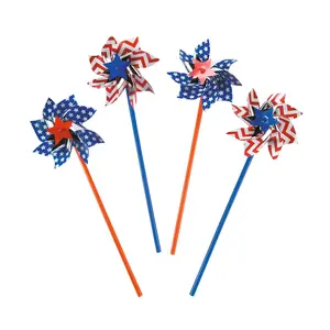 Patriotic American Spirit Plastic Pinwheels - 11", 36 Pcs
