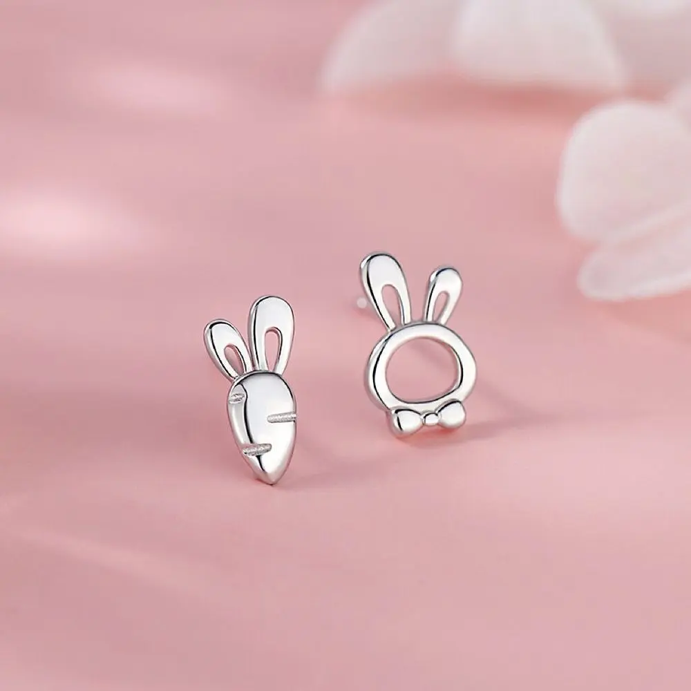 Whimsical Bunny Charm Earrings, Asymmetrical Copper Rabbit & Carrot Dangle Jewelry for Teen Girls, Creative Holiday Party Gift, Animal Charm, Carrot Motif, Copper Metal, Rabbit Shape, Whimsical Look