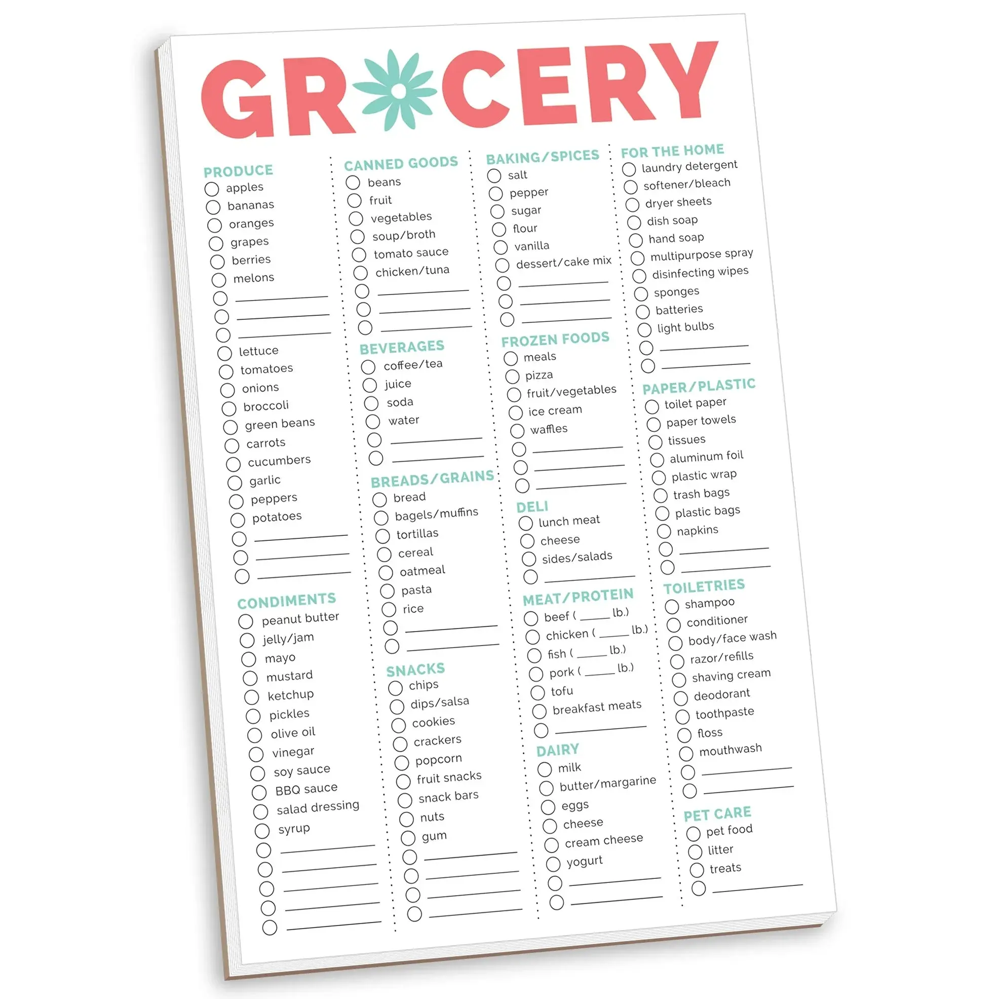 Planning Pad, 6" x 9", Grocery Pad with Magnets, Orange & Teal Planning Pad, 6" x 9", Grocery Pad with Magnets, Orange & Teal