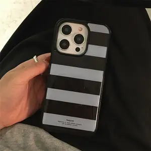 High-Quality Fashion Dual Color Striped Phone Case, Durable Thick Cushion Shockproof Anti-Drop Protection, Full Coverage Tpu for Apple iPhone Series