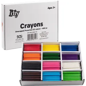 IDIY Unwrapped Bulk Wax Crayons (Pre-sorted 480 ct, 12 Color, 40 Each)-No Paper, ASTM Safety Tested, For Kids, Teachers, Art Classrooms