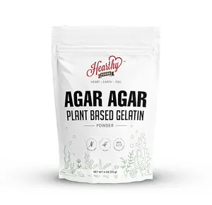 Hearthy Foods Agar Agar Powder (4oz) Vegan Gelatin Substitute, Certified Halal, Kosher, Gluten-free, Non-GMO, 100%, Sugar-free, Kosher, Halal, Desserts, 100% Natural Red Algae