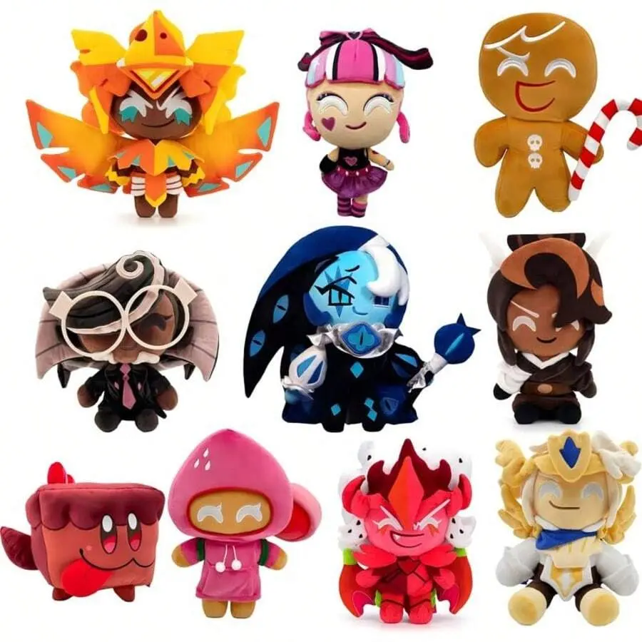 Cookie-Run Kingdom Plush Toys Shadow Milk Cookie Figurines Plush Doll Pillow Home Room Dormitory Decorations Set 9inch (10-Piece Set)