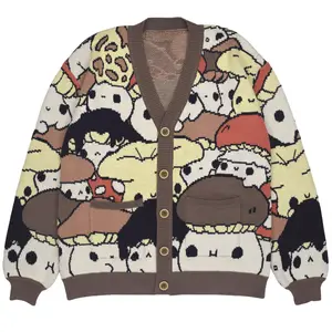 Steady Hands Abi Toads More Mushling Knit Cardigan Cream Brown Orange Beige Mushroom Toad