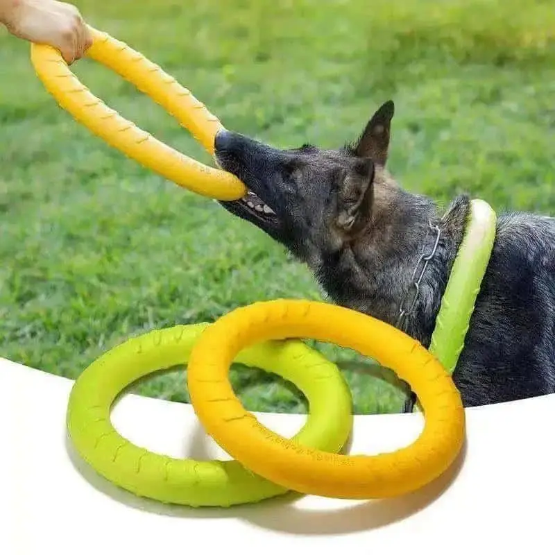 Dog Toys Pet Flying Disk Training Ring Puller Anti-Bite Floating Interactive Toy