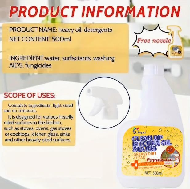 Liapu 500ml Kitchen Spray Cleaner & Degreaser - Antibacterial Lemon Scented Quick Grease Removal No Residue Not Harmful to Hands 99.9% Sterilization Household Home Cleaning Products Household  Scented