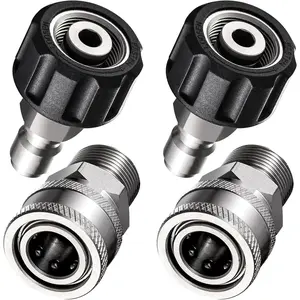 Washer Adapter Set, 4 Pack Stainless Steel Quick Connect Disconnect Kits, M22 14mm Swivel to 3/8" Quick Connect