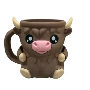 Ferdinand the Cow Ice Cream Holder Tumbler Cup Utensils Drinkware Printed 3D Printed Mug with Spoon Storage for Pint-Sized Ice Cream