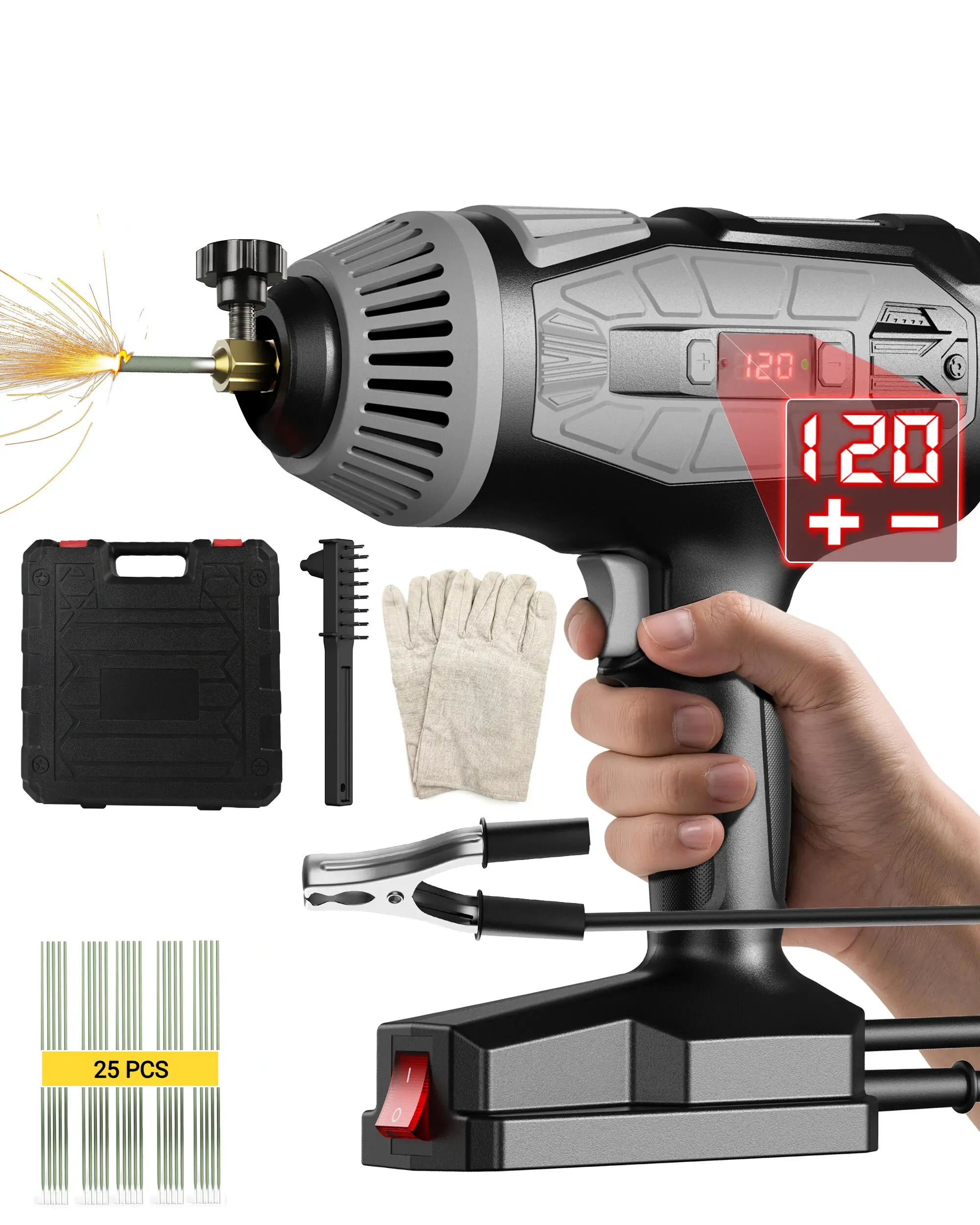 FIRMOAK Upgraded 110V Portable Handheld ARC Welder, IGBT Stick Welding Machine with 5-Level Current Control, Anti-Stick & Overheat Protection, 3/32-Inch Electrode Kit for Home & Auto Repair