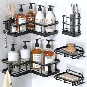 5-Pack Corner Shower Caddy, Corner Shower Shelves with 12 Hooks, Rustproof Shower Shelf for Inside Shower, No Drilling Shower Corner Shelf, Shower Organizer Corner for Bathroom&Decor,