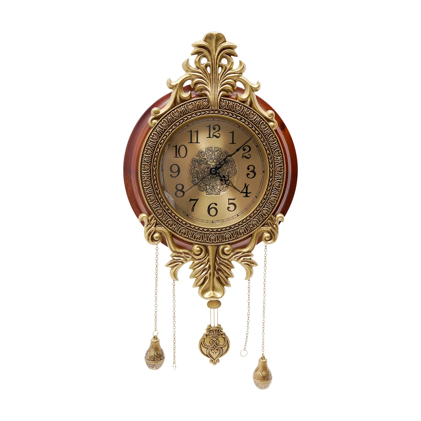 Retro Wooden Pendulum Wall Clock with Silent Movement, 13.8x29in Frame - Vintage Hanging Decor for Living Room, Office