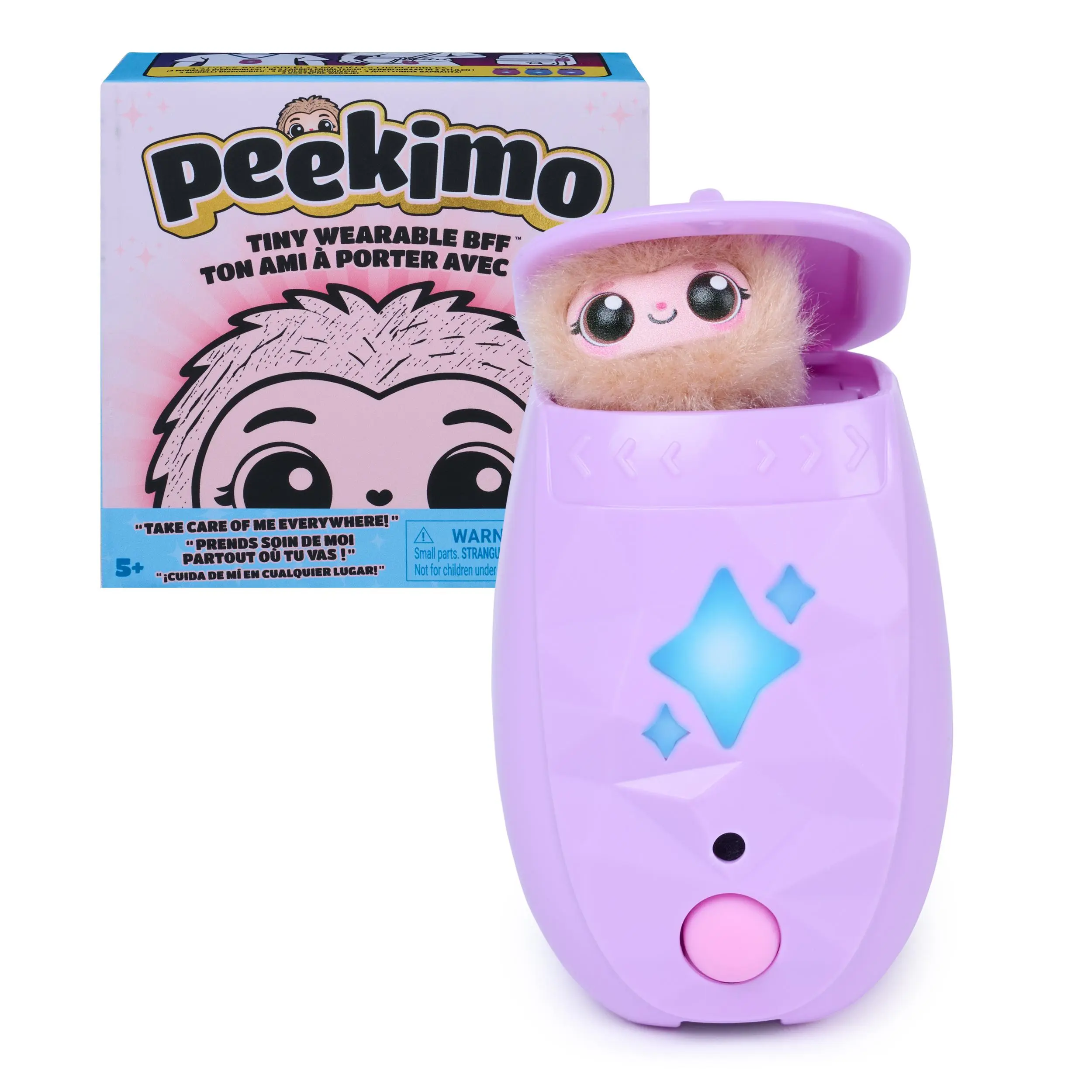 Peekimo Purple Interactive Electronic Pet & Wearable Toy, 100+ Reactions, Collectible Accessories, Birthday Gift Idea for Ages 5+