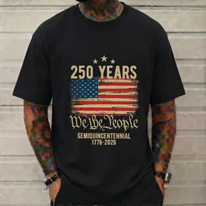 America 250 Semiquincentennial T-Shirt 1776-2026 We The People Distressed US Flag Patriotic 4th Of July Independence Day Vintage Men Women Graphic Tee Fitted Fitted