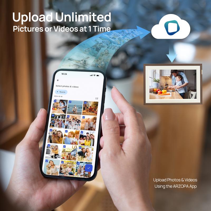 ARZOPA Digital Picture Frame 10.1" Gift idea IPS Touch Screen Digital Photo Frame with 32GB Storage Auto-Rotate Easy Setup to Share Photos or Videos