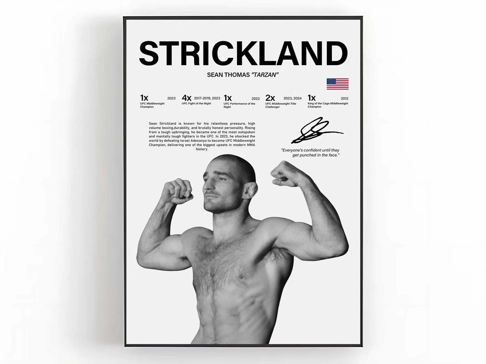 Sean Strickland Poster UFC Wall Art MMA Print Sports Room Decor Fight Fan Gift ( Unframed - Print Only )