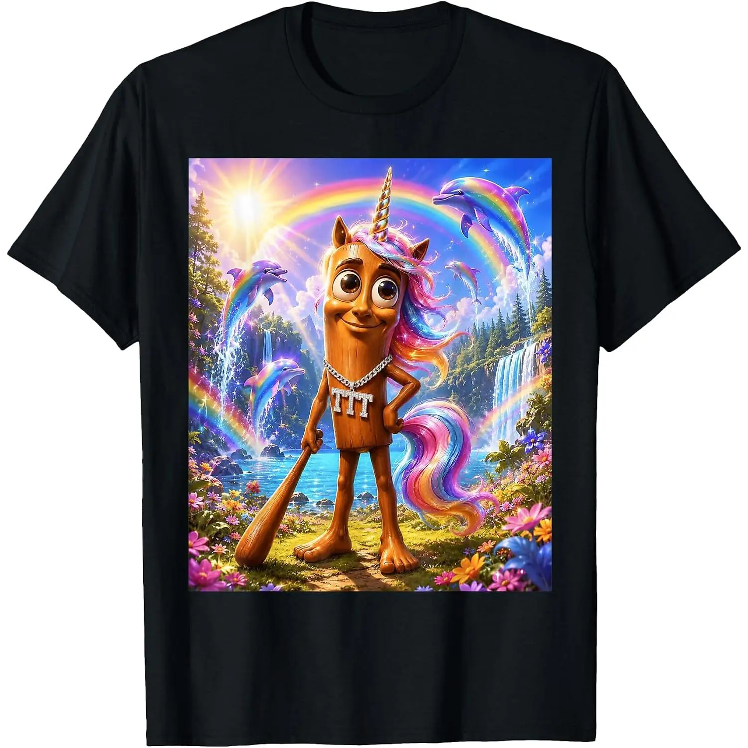 Cotton Girl Rainbow Tung Sahur Unicorn Cosplay Cute Dolphin Meme T-Shirt Unisex Clothing Streetwear