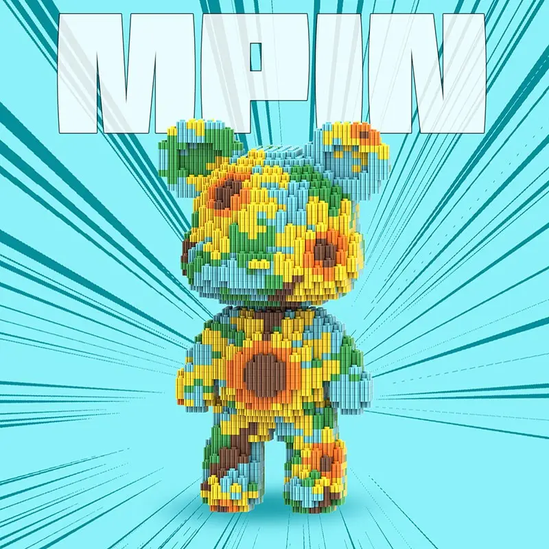 Building Block Toy Set, Creative Building Blocks, 25cm High Bear Construction Kit, Creative DIY Assembly Plaything, Unisex Gift Recommendation, Home Decor
