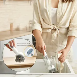 4pcs Dish Brush Set - 1 Pot Scrubbing Brush and 3 Crevice Cleaning Brushes for Cup Lids - Kitchen Sink Scrubber Tool - Versatile Bottle Cleaner for Glassware - Multifunctional Grooved Gap Cleaning Brush for Pots and Pans - Non-Electric Cleaning Kit