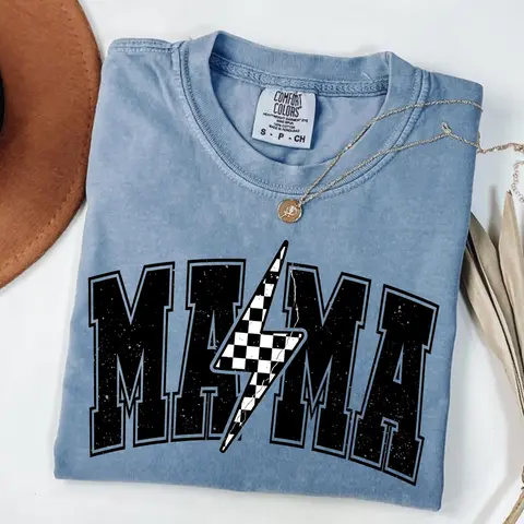 Comfort Colors Mama Lightning Bolt T-shirt, Mama Tee, Mama Shirt, Mom Life T-shirt, Retro Mama Tee, Mama Sublimation Shirt, Sublimation Designs