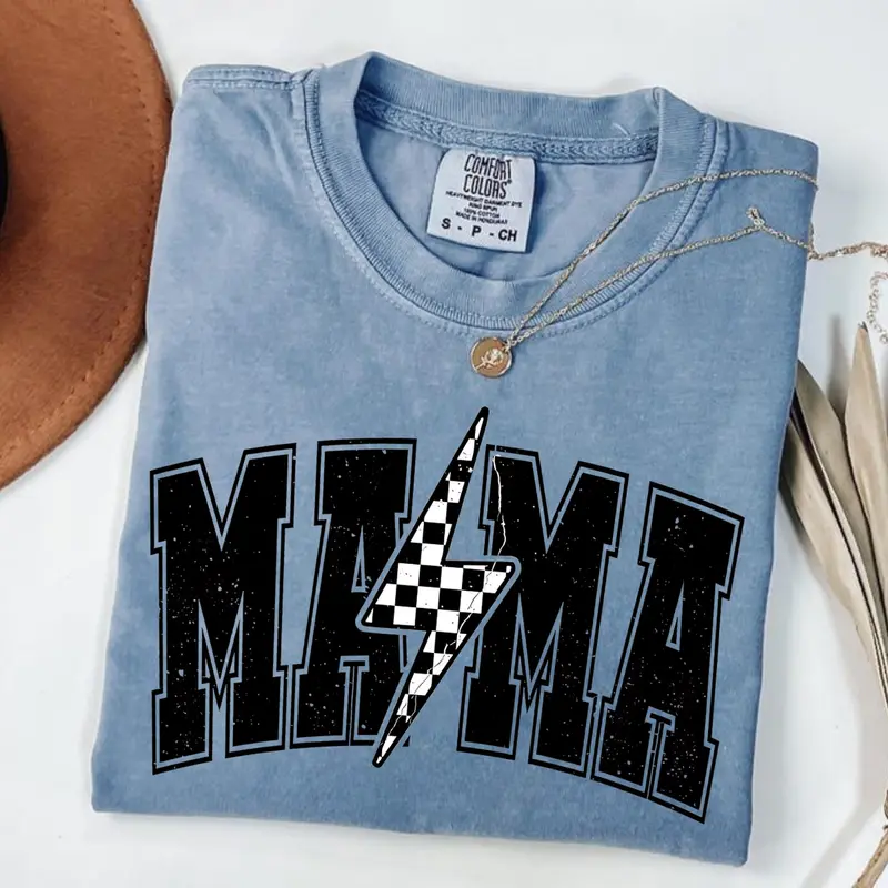 Comfort Colors Mama Lightning Bolt T-shirt, Mama Tee, Mama Shirt, Mom Life T-shirt, Retro Mama Tee, Mama Sublimation Shirt, Sublimation Designs