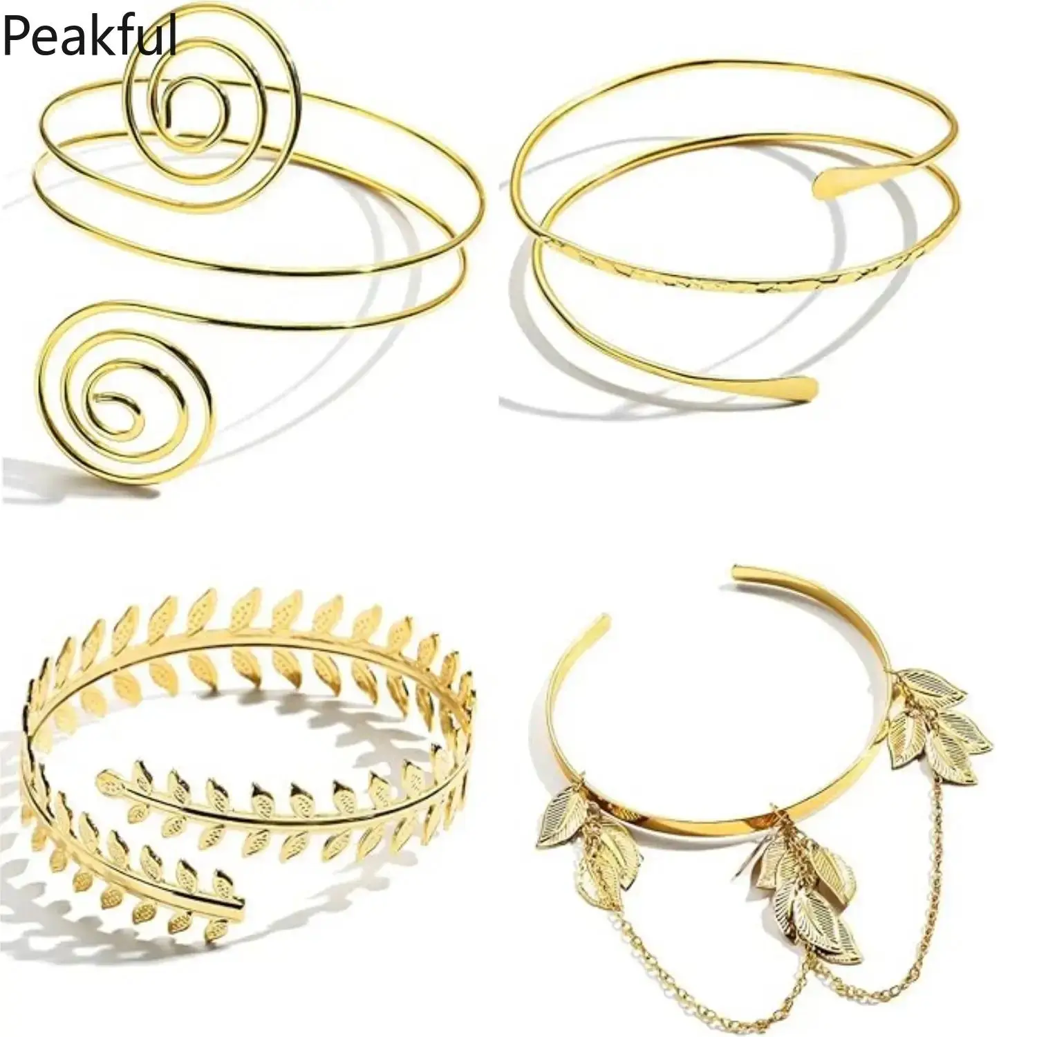 4PCS Boho Upper Arm Band Cuff Set, Fashion Adjustable Stackable Arm Cuff Bracelets for Ladies, Retro Hollow Metal Armband Bangle, lightweight non-alloy comfortable fit, ideal for summer vacation, wedding events, club nights and everyday fashion accessoriz