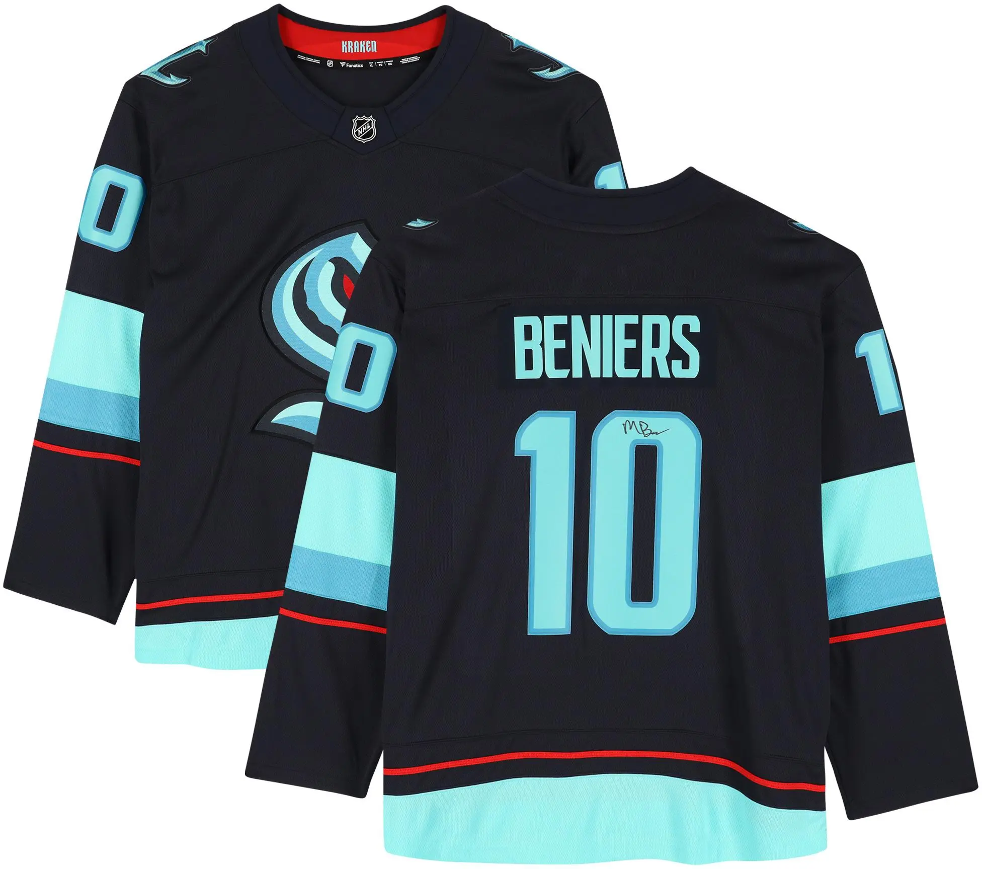 Matty Beniers Seattle Kraken Autographed Navy Fanatics Breakaway Jersey - No Patch - Fanatics Authentic Certified