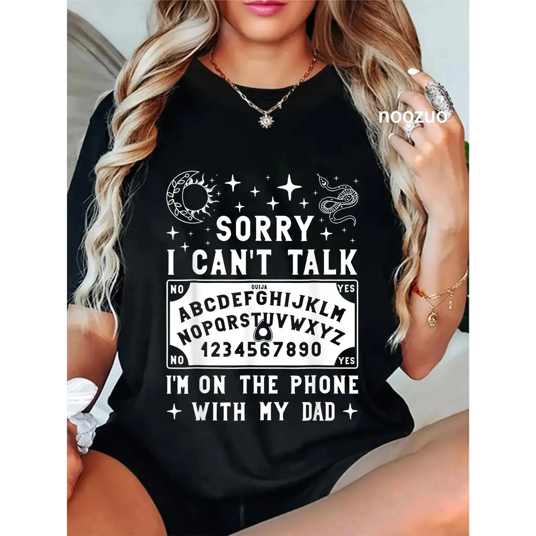 GGOR 100% Cotton Talking To My Dead Dad Spirit Humor Art T-Shirt