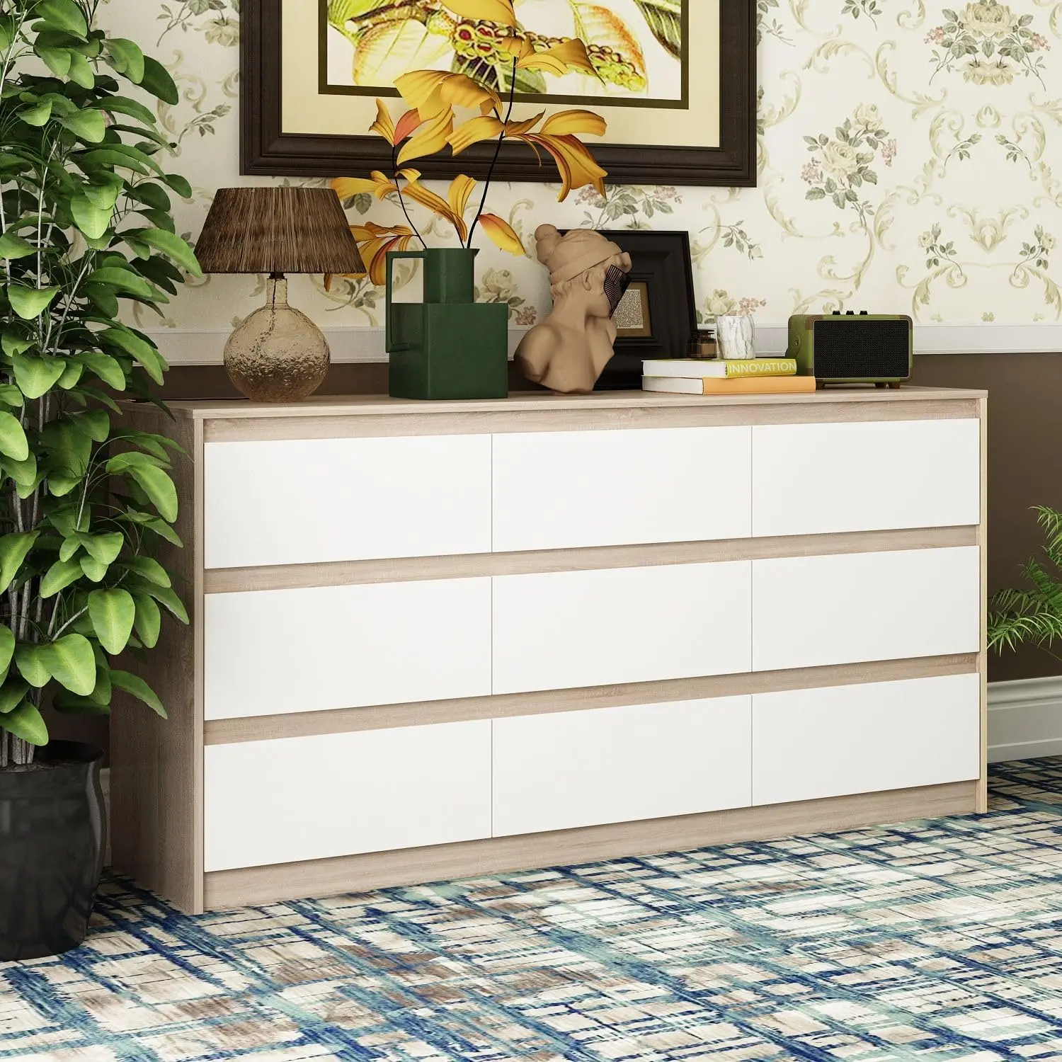 modern white dresser no handles 6 Drawer Dresser for Bedroom, White Dresser No Handle, Modern 6 Chest of Drawers with Wide Storage