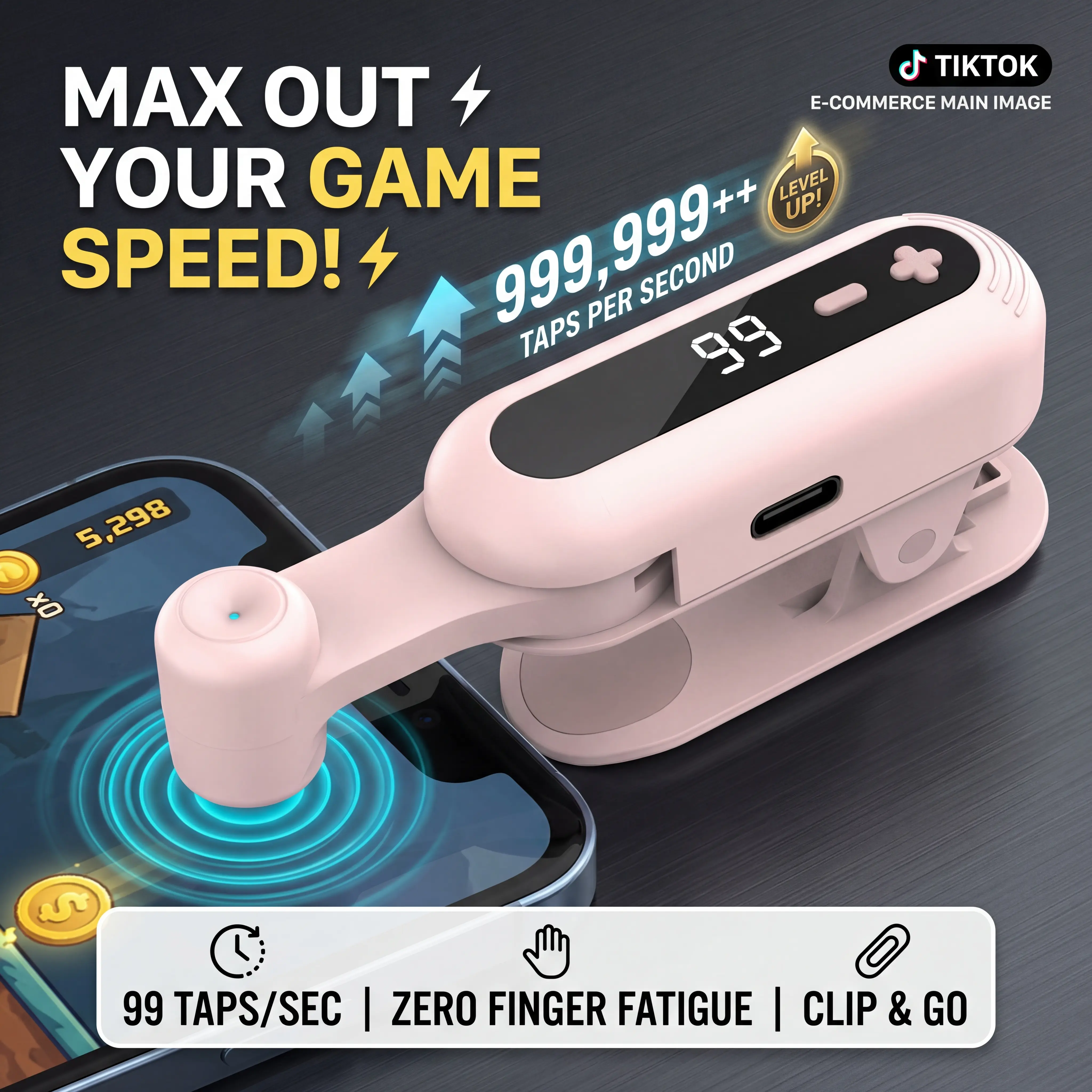 Rechargeable Wireless Auto Screen Tapper, Built-in Battery Auto Clicker Compatible with iOS and Android Phones, Hands-Free Tapping Tool for Live Streaming, Gaming, Likes and Various Reward Tasks