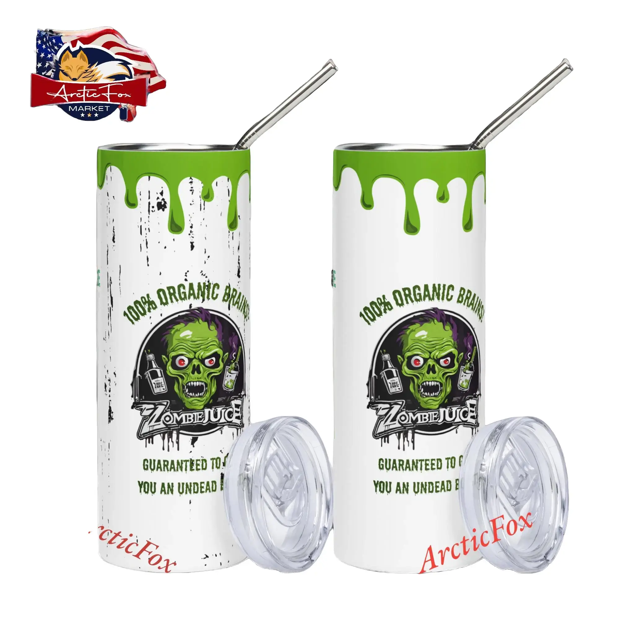 Zombie Juice 20oz Stainless Steel Tumbler - Funny Original Zombie Drink Design - Clean or Dirty Look Option, Horror & Zombie Fan Gift.