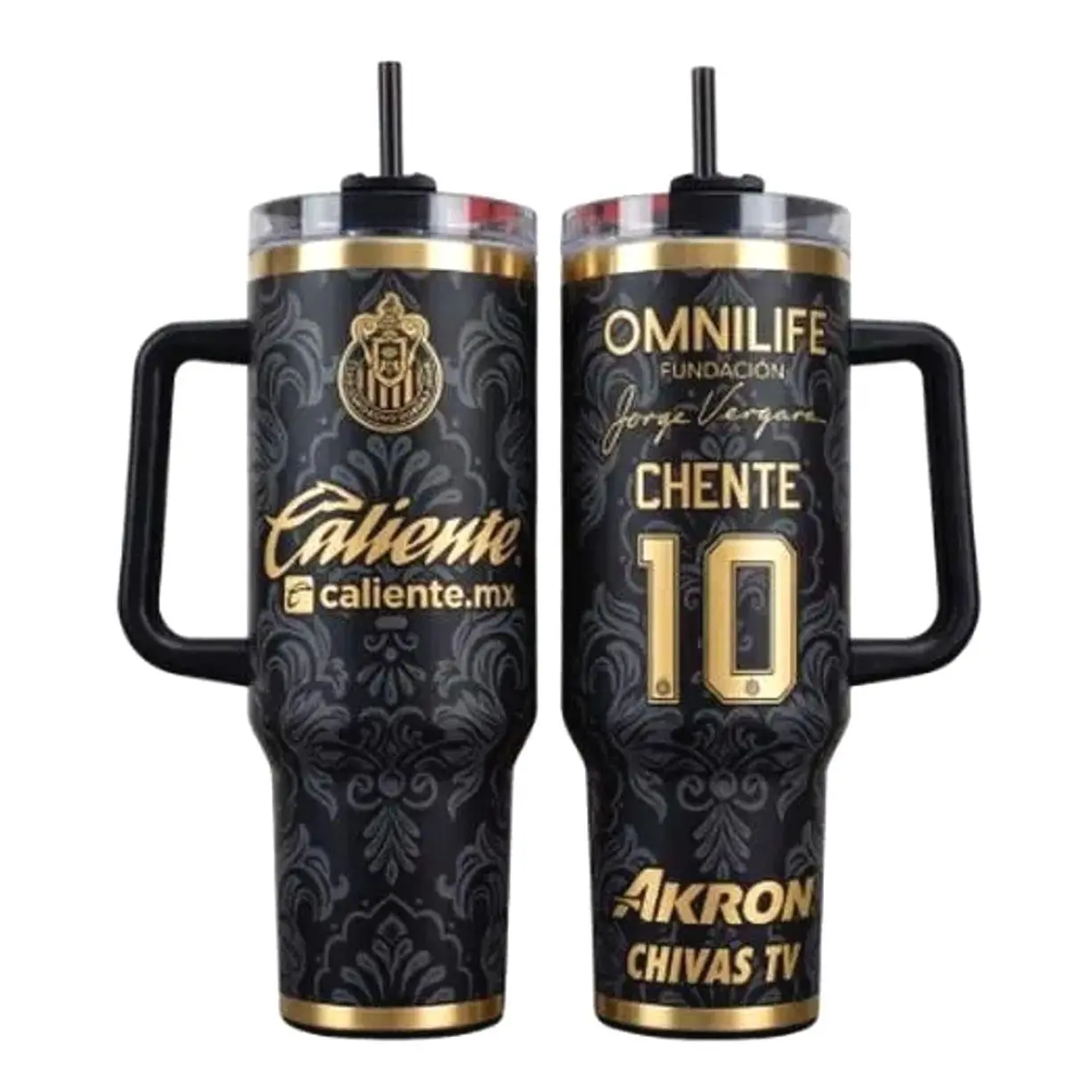 Chivas Guadalajara Black Tumbler 40oz 20oz Handle, Cup Soccer Club Mug Fan Drinkware Gift, Gift for fan