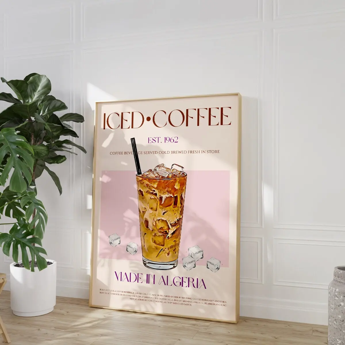 Iced Coffee Print, Retro Coffee Print, Large Printable Art, Kitchen Wall Art, Kitchen Decor, Drink Poster, Wall Art