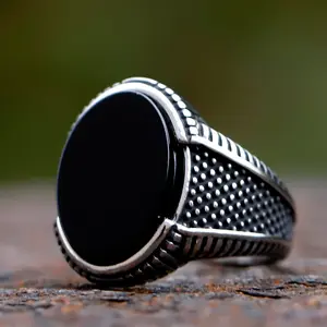 New Fashion Retro Ring Geometric Black Zircon Stone For Anniversary Party Wedding Men's Totem Luxury Jewelry
