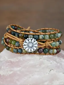 Boho Style Natural Agate Beaded Bracelet, High Quality Bracelet, Gifts for Her, Fashionable Tree Of Life Charm Decor Bracelet for Women & Men, Trendy All-match & Exquisite Jewelry for Birthday Gift