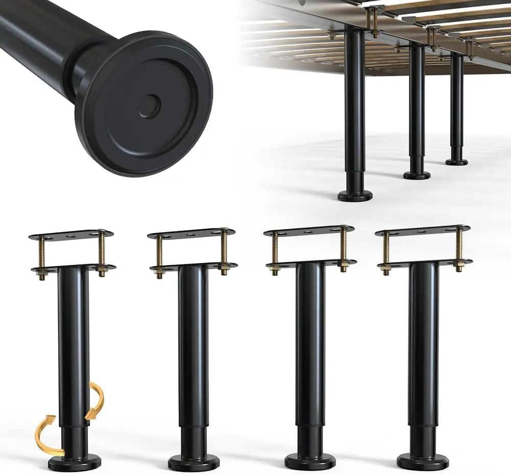 Under Bed Metal Support , Adjustable Height Bed Frame Support , Bed Slat Support  for Heavy Duty/Wooden// Bed Frame (7"-12.6" (4pcs))