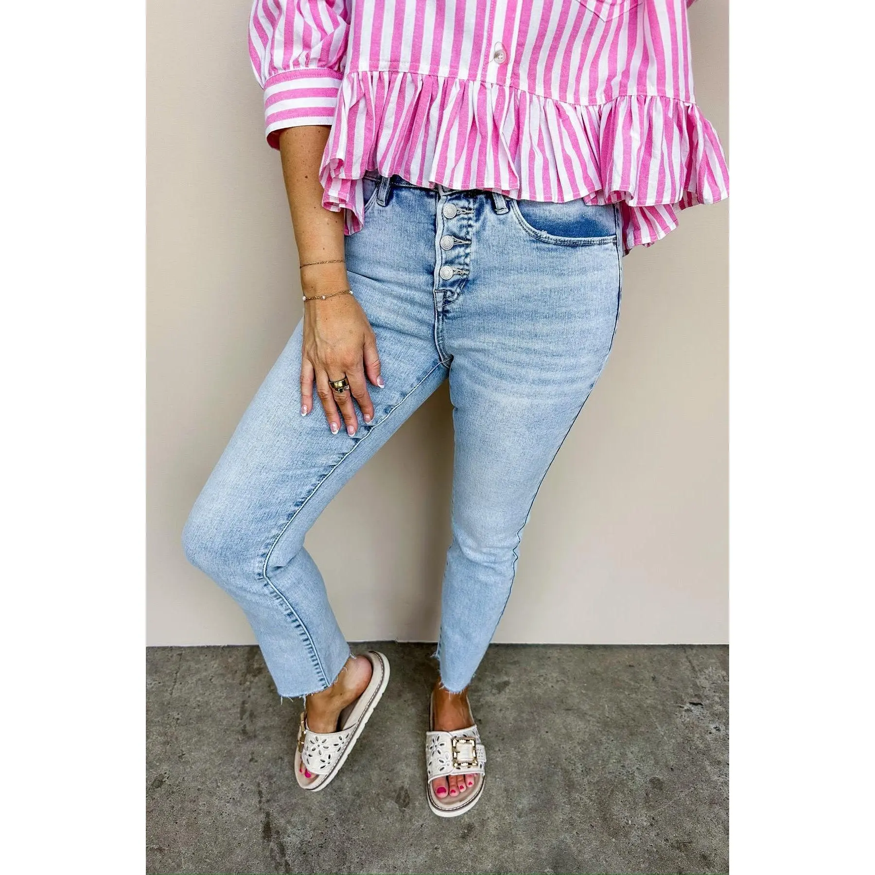 Mica High Waisted Tummy Control Skinny Jean In Light Blue