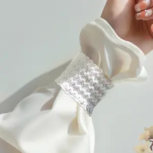 10Pcs Black & White Beaded Lace Detachable Sleeve Fixing Band, No Sew Anti-slip Sleeve Cincher to Shorten Oversized Sleeves for Windbreaker, Sweater, Shirt, Suit & Hoodie
