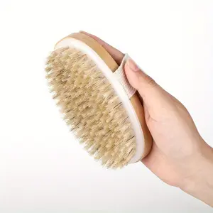 Dry Brush Body Brush, Exfoliating Body Scrub for Perfect Skin, Body Back Scrubber, Natural Bristle Dry Skin Brush for Cellulite Care, Lymphatic Drainage, Improved Blood Circulation, Medium Intensity, Bathroom Accessories, Body Care Tool