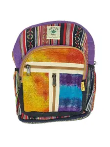 Himalayan Hemp Backpack -Orange/Purple