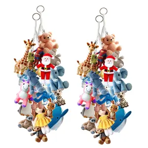 80" 2-Pack Cotton Hanging Storage Chain For Stuffed Animals Storage with 20 Metal Clips, Stuffed Animal Organizer Chain for Wall Corner Play Room, White