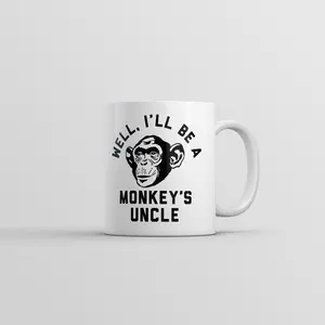Well Ill Be A Monkeys Uncle Mug Sarcastic Monkey Graphic Coffee Cup - 11oz Funny Coffee Mugs Ceramic Printed Drinkware Cup