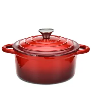 Hamilton Beach Enameled Cast Iron Dutch Oven Red (3-Quart) | Cream Enamel Coating Dutch Oven Pot with Lid | Cast Iron Dutch Oven with Even Heat Distribution | Easy Grip to Handles & Multipurpose